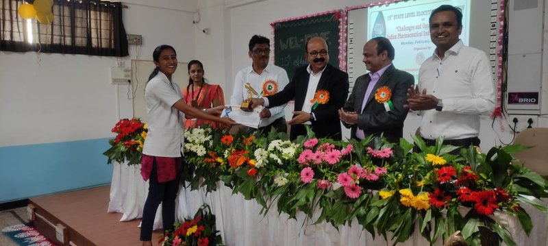 Ms. Esha Hingmire of Final year B. Pharm, KVV Krishna Institute of Pharmacy, secured the First Prize of 15th State level Elocution competition