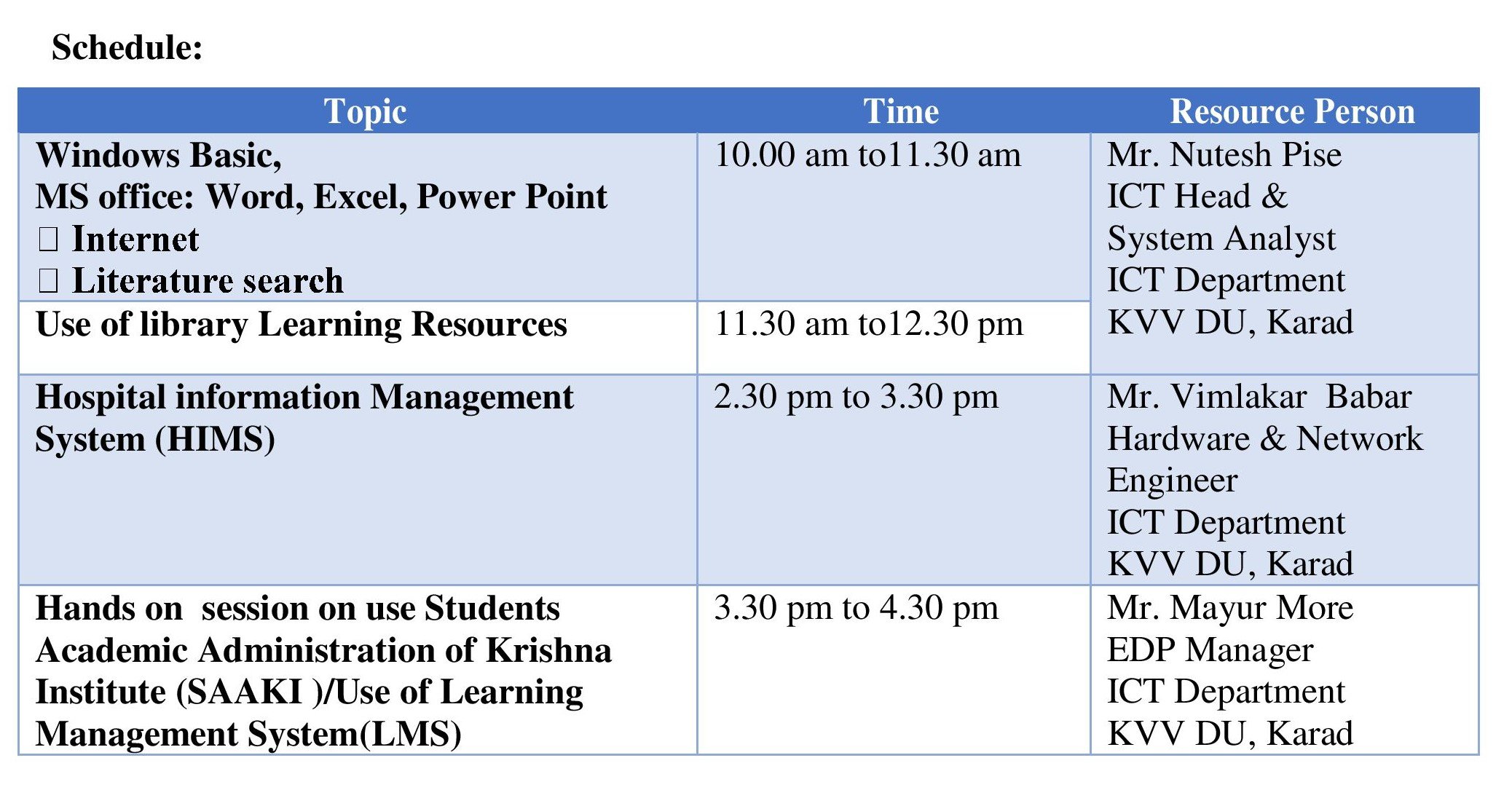 Schedule